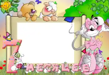 Effet photo de catégorie Première année № 68423. Inscription sur le cadre: 7 MOIS