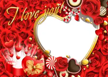 Effet photo de catégorie Cadres pour amoureux № 1274. Inscription sur le cadre: I love you!