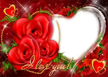 Effet photo de catégorie Cadres pour amoureux № 1286. Inscription sur le cadre: I love you!