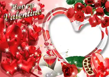 Effet photo de catégorie Cartes de St Valentin № 1432. Inscription sur le cadre: Joyeux St Valentin!